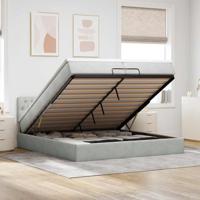 Ottoman bed met matras 200x200 cm fluweel lichtgrijs