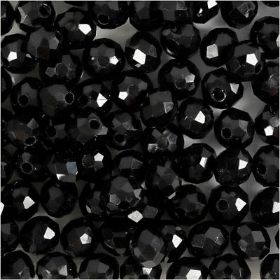 Creativ Company Facet kralen, afm 5x6 mm, gatgrootte 1 mm, metallic zwart, 100 stuk/ 1 doos