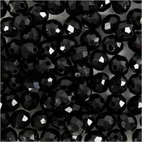 Creativ Company Facet kralen, afm 5x6 mm, gatgrootte 1 mm, metallic zwart, 100 stuk/ 1 doos