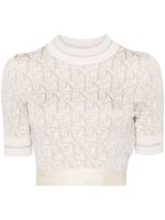 Palm Angels monogram-jacquard knitted crop top - Tons neutres