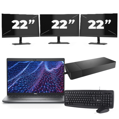 Dell Latitude 5430 - Intel Core i5-12e Generatie - 14 inch - 16GB RAM - 256GB SSD - Windows 11 Home + 3x 22 inch Monitor