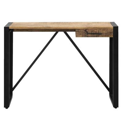 Leen Bakker - Bureau Kyan - Zwart/naturel - 78x110x40 Cm - Hout/Metaal - Bruin