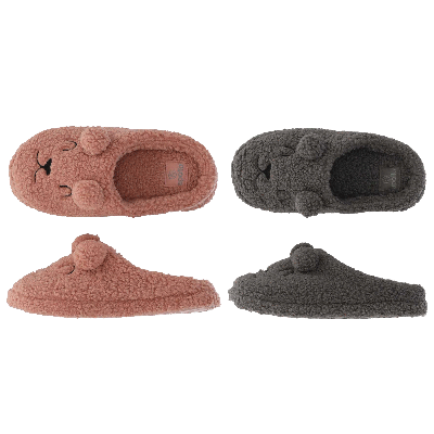 Apollo Pantoffels Dames Teddy Bear Antraciet-39/40