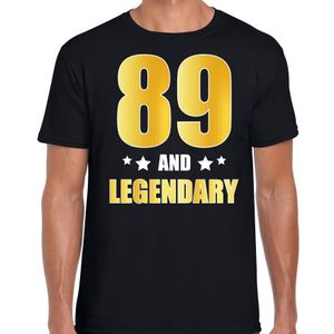 89 and legendary verjaardag cadeau t-shirt goud 89 jaar zwart voor heren