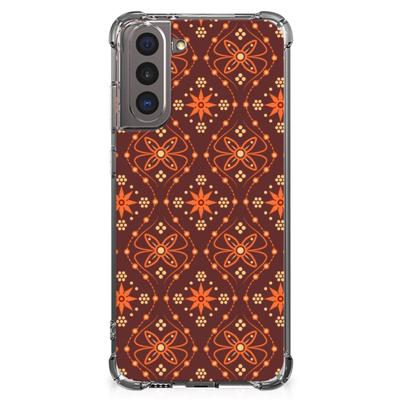 Samsung Galaxy S21 Doorzichtige Silicone Hoesje Batik Brown Samsung Galaxy S21 Doorzichtige Silicone Hoesje Batik Brown