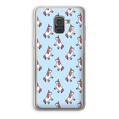 Eenhoorns overal: Samsung Galaxy A8 (2018) Transparant Hoesje
