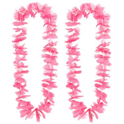 Hawaii krans/slinger - 20x - Tropische kleuren roze - Bloemen hals slingers