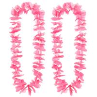 Hawaii krans/slinger - 20x - Tropische kleuren roze - Bloemen hals slingers