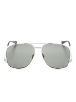 Saint Laurent Eyewear lunettes de soleil Leon à monture oversize - Argent - thumbnail