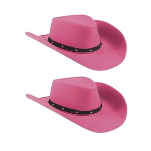 Cowboyhoed Wichita - 2x - roze - dames/heren - 59 cm - western/explores thema