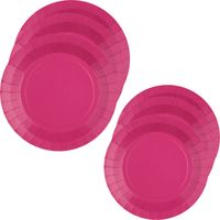 Santex Feest borden set - 40x stuks - fuchsia roze - 17 cm en 22 cm - Feestbordjes - thumbnail
