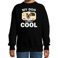 Britse bulldog honden trui / sweater my dog is serious cool zwart voor kinderen