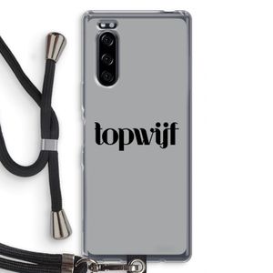 Topwijf Grijs Zwart: Sony Xperia 5 Transparant Hoesje met koord