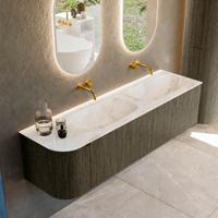 Badmeubel Mondiaz Kurve-Dlux | 165 cm cm | Meubelkleur Shadow | Wastafelkleur Frappe | Solid surface | Dubbel / Rechts spoelbak | Zonder kraangat(en)