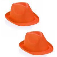2x stuks oranje party hoedje voor volwassenen - Verkleedhoofddeksels