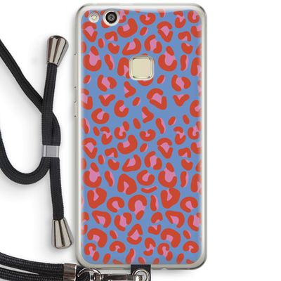 Leopard blue: Huawei Ascend P10 Lite Transparant Hoesje met koord