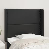 Hoofdbord met randen 103x16x118/128 cm kunstleer zwart