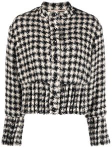 Rochas veste crop en tweed à motif pied-de-poule - Blanc