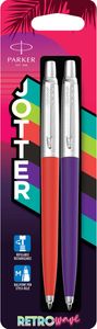 Parker Jotter Originals balpen 80&apos;S Retro Wave, blister van 2 stuks (oranje en paars)