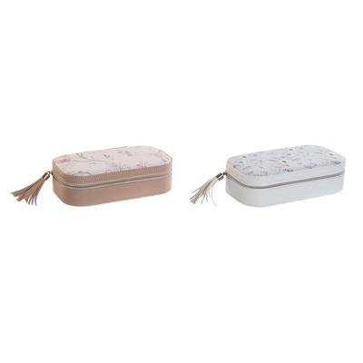 Doos-Juwelenkistje DKD Home Decor Blauw Grijs Kameel Licht Roze Polyurethaan Spiegel 18,5 x 10 x 5 cm (2 Stuks)