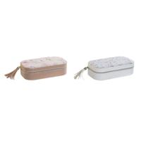 Doos-Juwelenkistje DKD Home Decor Blauw Grijs Kameel Licht Roze Polyurethaan Spiegel 18,5 x 10 x 5 cm (2 Stuks)