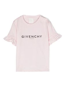 Givenchy Kids t-shirt volanté à logo imprimé - Rose