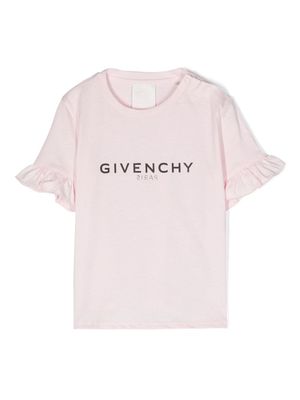 Givenchy Kids t-shirt volanté à logo imprimé - Rose