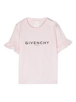 Givenchy Kids t-shirt volanté à logo imprimé - Rose