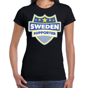 Zweden / Sweden schild supporter t-shirt zwart voor dames