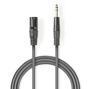 Nedis Gebalanceerde Audiokabel | XLR 3-Pins Male naar 6,35 mm Male | 1.5 m | 1 stuks - COTH15100GY15 COTH15100GY15