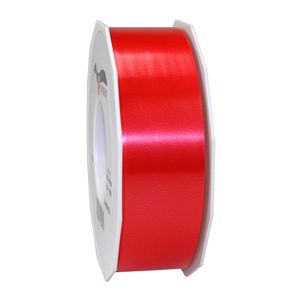 1x Luxe rode kunststof lint rollen 4 cm x 91 meter cadeaulint verpakkingsmateriaal - Cadeaulinten