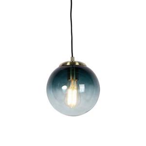 QAZQA Smart hanglamp messing met oceaanblauw glas 20 cm incl. Wifi