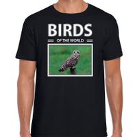 Velduilen t-shirt met dieren foto birds of the world zwart voor heren
