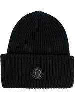 Moncler bonnet en laine à patch logo - Noir