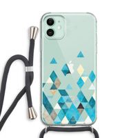 Gekleurde driehoekjes blauw: iPhone 11 Transparant Hoesje met koord