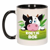 Kinder koeien mok / beker Koetje Boe zwart / wit 300 ml   - - thumbnail