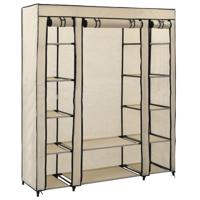Kledingkast met vakken en stangen 150x45x176 cm stof crème