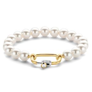 TI SENTO-Milano 2961PW Armband Beads zilver-parel goudkleurig-wit 18 cm