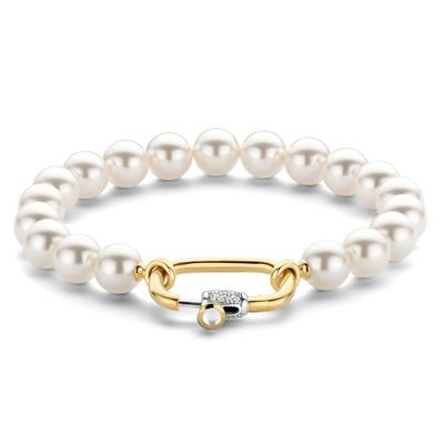 TI SENTO-Milano 2961PW Armband Beads zilver-parel goudkleurig-wit 18 cm