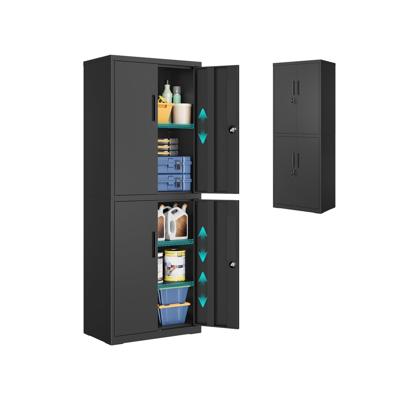 Metalen garagekast met verstelbare legplanken en deuren, Matzwart / 40 x 60 x 180 cm