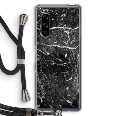 Zwart marmer: Sony Xperia 5 Transparant Hoesje met koord