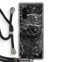 Zwart marmer: Sony Xperia 5 Transparant Hoesje met koord Zwart marmer: Sony Xperia 5 Transparant Hoesje met koord