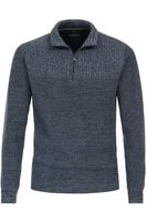 Casa Moda Casual Regular Fit Half-Zip Sweater donkerblauw, Effen