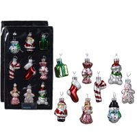 Kersthangers kerst figuurtjes - 18x st - glas -4 cm -kerstornamenten