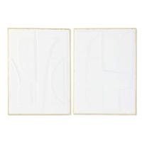 Wanddecoratie Home ESPRIT Wit Gouden Abstract 72,7 x 2,5 x 100,5 cm (2 Stuks)