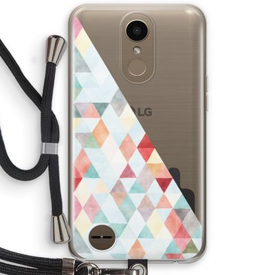 Gekleurde driehoekjes pastel: LG K10 (2017) Transparant Hoesje met koord