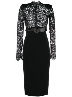 Roberto Cavalli robe à empiècements en dentelle - Noir