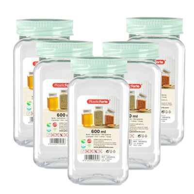 Voorraadpot/bewaarpot - 10x - 600 ml - kunststof - mint groen - B7 x H15 cm