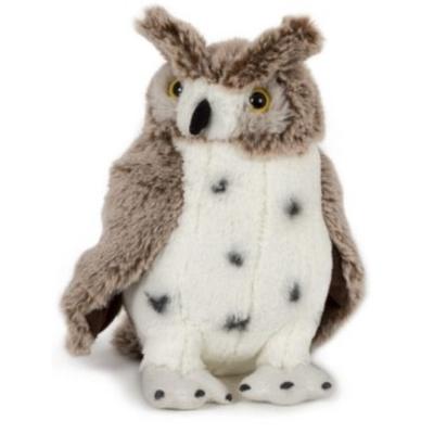 Heunec Pluche oehoe uil - bruin/witte - vogel knuffeldier - 20 cm - bosdieren knuffel