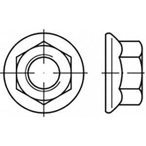 TOOLCRAFT TO-6866949 Zeskantmoeren met flens M12 Staal Verzinkt 250 stuk(s)